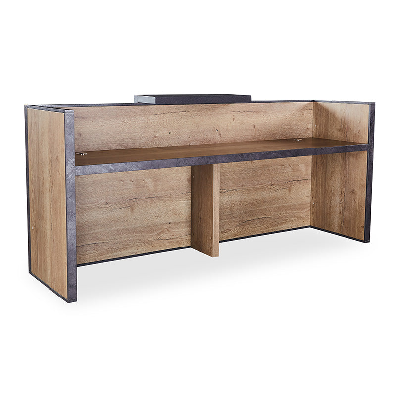 DEWITT Reception Desk 2.4M - Tobacco & Dark Concrete